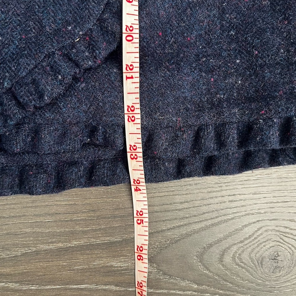 Talbots Skirt Womens‎ 8 Navy Blue Ruffle Wool Blend Pencil Faux Wrap Preppy Work - Picture 5 of 8